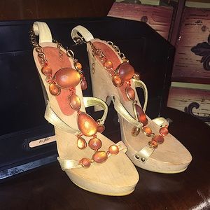 Ladies Italian Heels of Tangerine